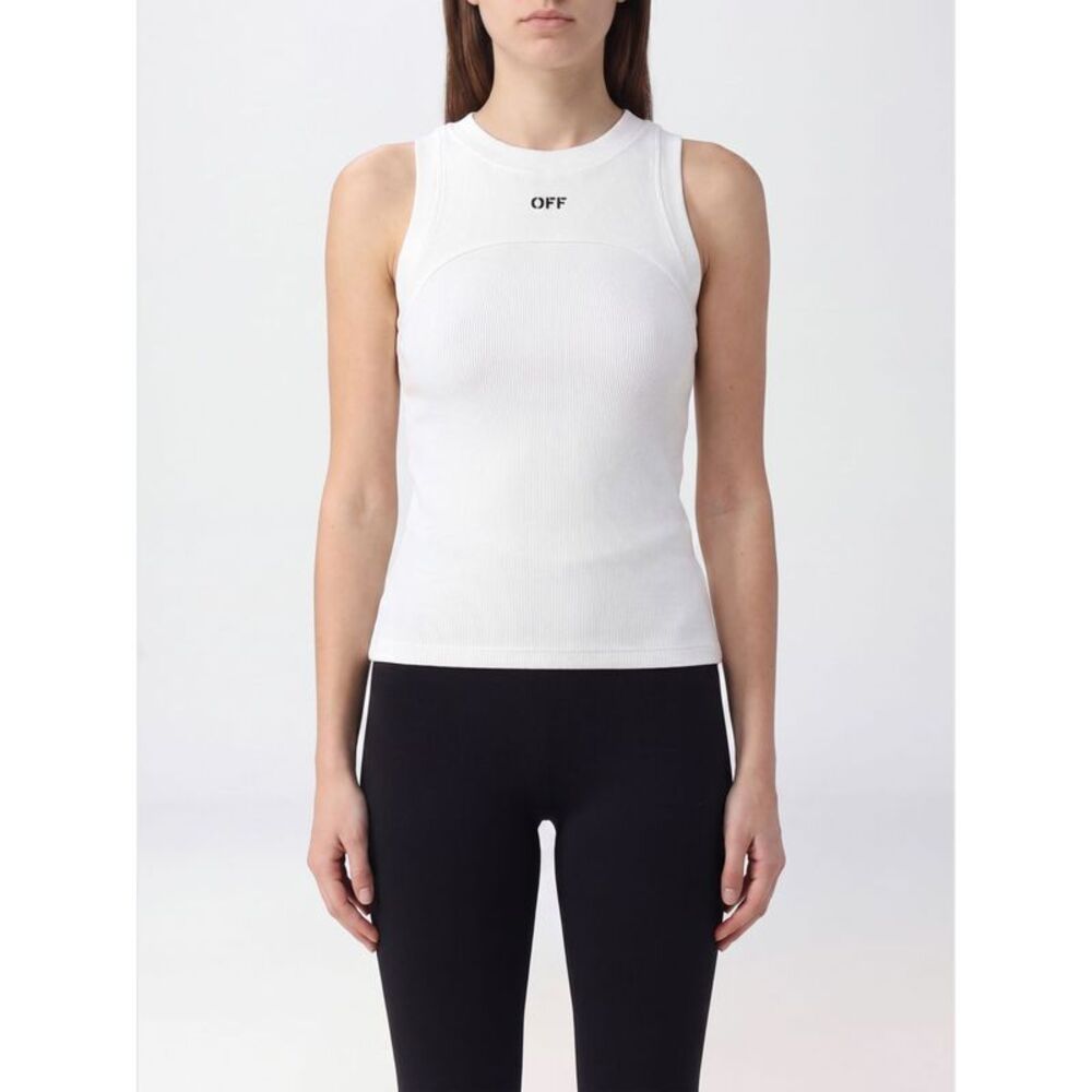 Off-White Women Sleeveless Slim Fit Top Off-White In Stretch Cotton With Logo